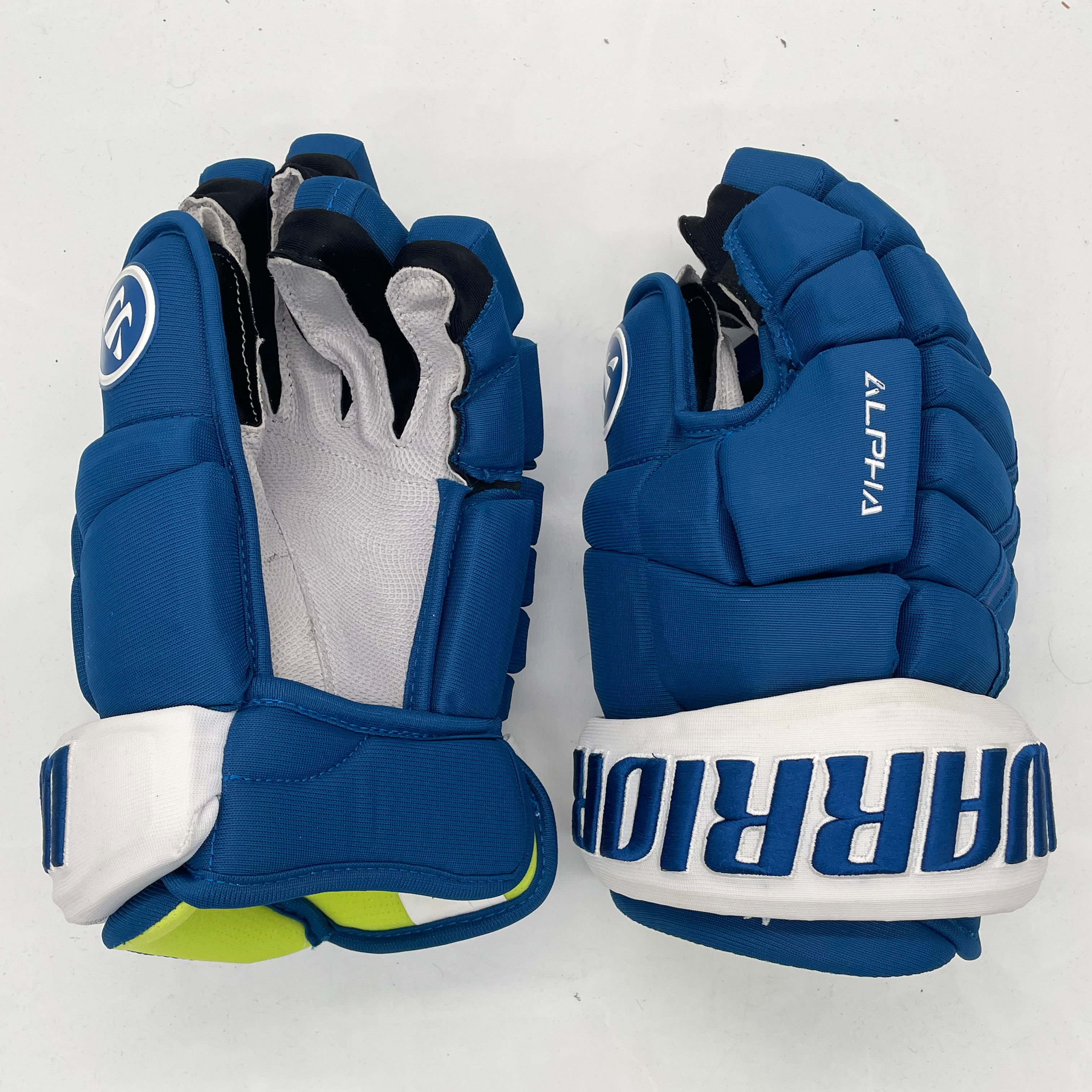 Warrior Alpha DX - Gant NHL Pro Stock - Jayson Megna (Bleu/Blanc)